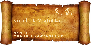 Kirják Violetta névjegykártya